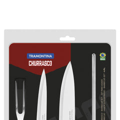 Kit Para Churrasco Tramontina Plenus 4 Peças Aço Inox E Polipropileno Preto