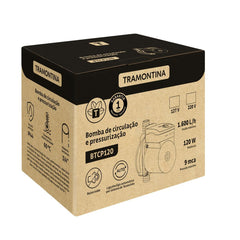 Bomba D'água Elétrica Circulação Pressurização Tramontina BTCP120 120W 127V 1.600L/h 9m.c.a. Ferro Fundido