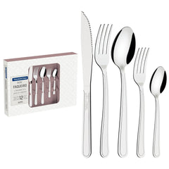 Faqueiro Tramontina Búzios Aço Inox 60 Peças Com Facas Para Churrasco Espessura 2mm E 1.2mm Completo