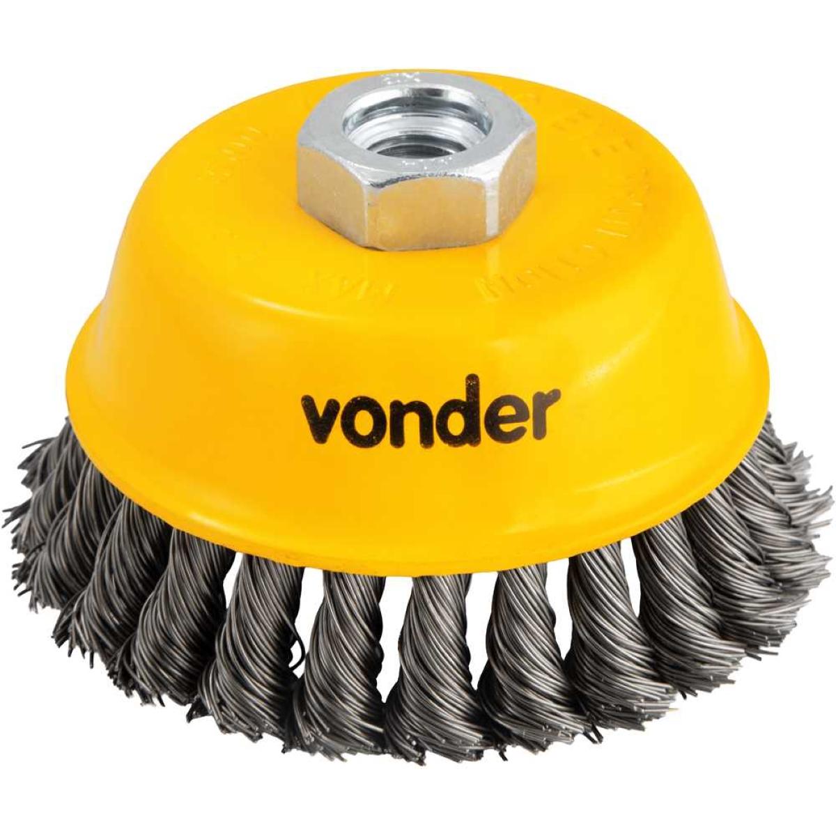 Escova Copo 4'' Rosca M14 8500Rpm Aço Inox Torcido Vonder
