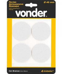 Feltro Adesivo Branco Redondo 46mm Com 04 Vonder