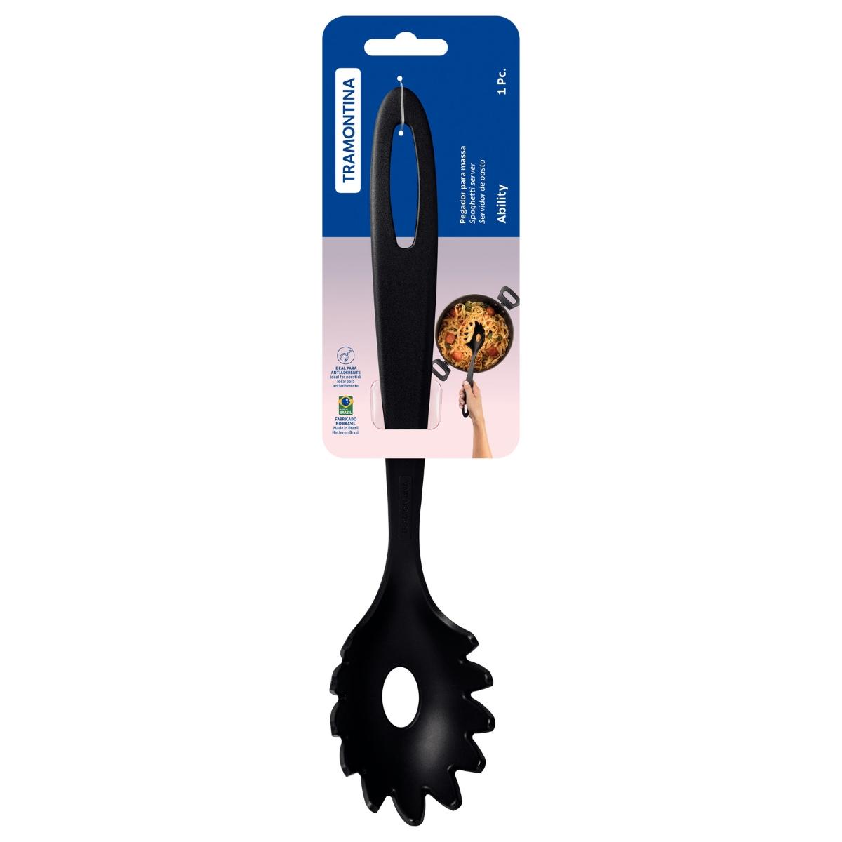 Pegador De Massa Tramontina Ability Em Nylon Preto Suporta 180°C Antiaderente Resistente