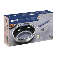 Frigideira Funda Com Tampa 24 Cm 3,1 L Tramontina Romagna Indução Cerâmica Black Stone