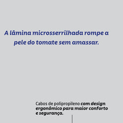 Faca Para Tomate Tramontina Felice 4 Polegadas Aço Inox E Cabo Polipropileno Azul Microsserrilhada