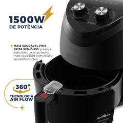 Air Fryer Fritadeira Sem Óleo BFR25P 1500W Britânia 4L Com Cesto Antiaderente e Timer 127V