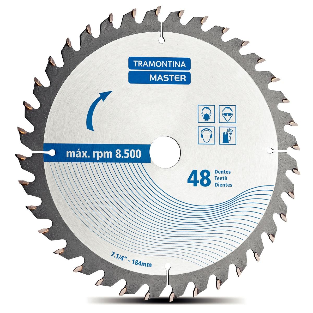Disco de Corte 7.1/4'' 48 Dentes Tramontina Master para Serra Circular com Anel 20-16mm