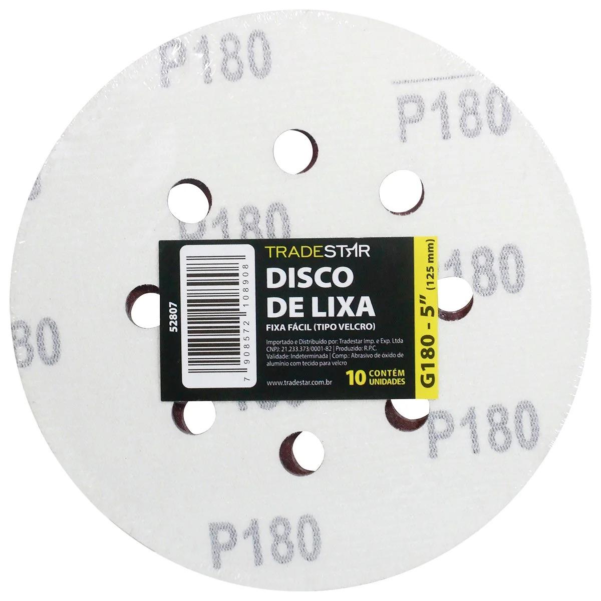 Disco Lixa 125 mm G180 Alvenaria com Fixador Tradestar
