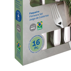 Faqueiro Aço Inox 16 Peças Com Faca Para Churrasco Linha Havana