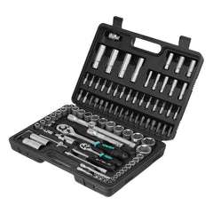 Jogo de Ferramentas Stels 94 Peças Maleta Plástica 1/4'' e 1/2'' Cromo Vanádio