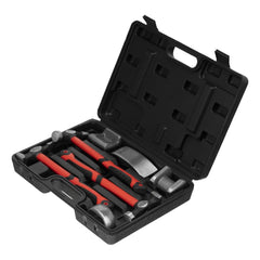 Jogo Chapeador Reparo Automotivo 3 Martelos 4 Tassos Maleta Plástica 7pcs MTX 1084555 Aço Ferramenta Temperado