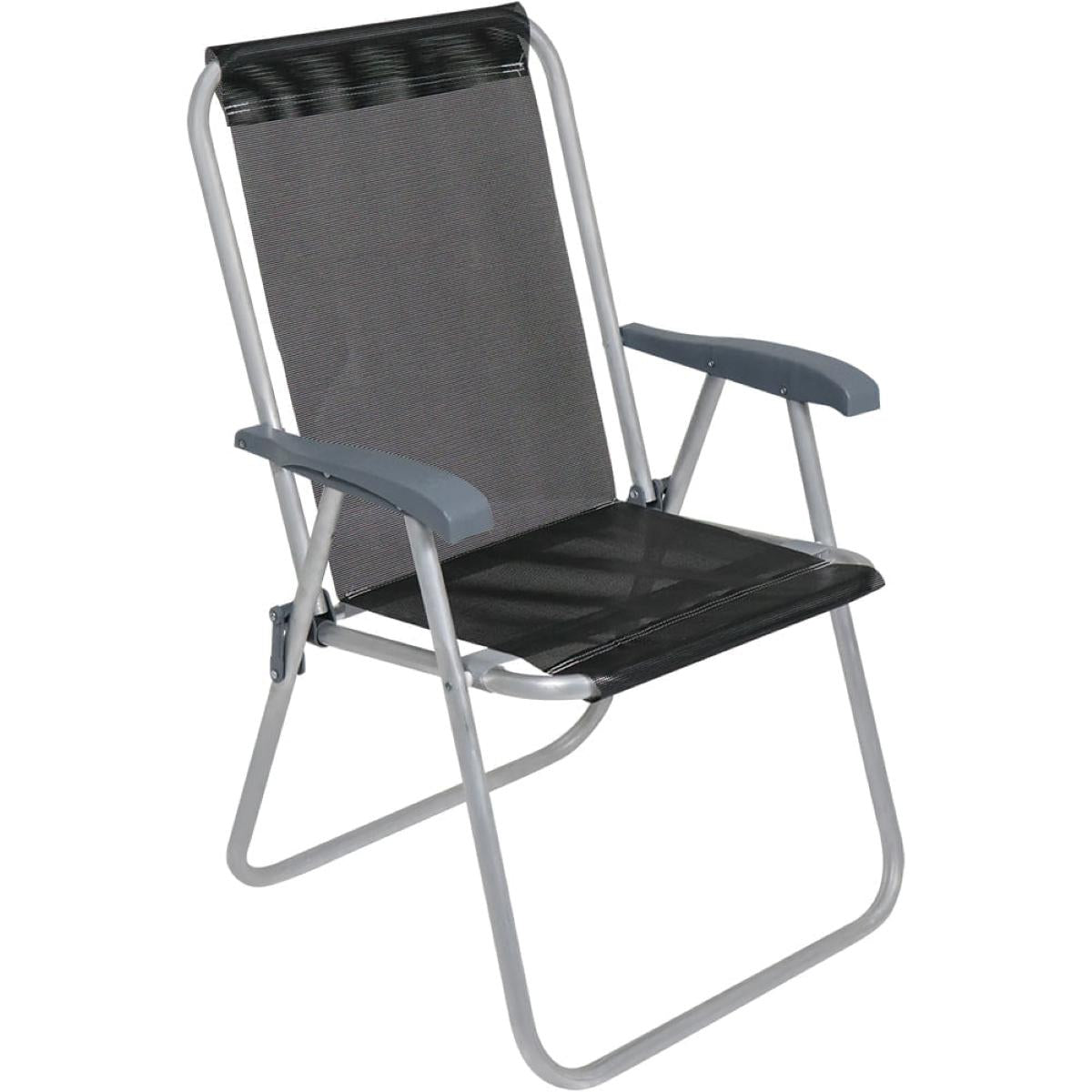 Cadeira de Praia Alta em Alumínio Preta Bel Relax Comfort 120kg Suporta Até 120kg