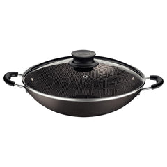 Panela Wok Tramontina Paris 36 cm 6,0 L Alumínio Antiaderente Starflon Max Com Tampa De Vidro Chumbo