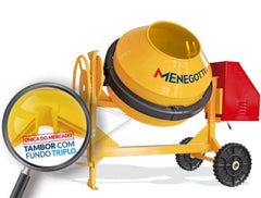 Betoneira 400L Rental Com Motor Diesel Toyama 4,7Hp Com Roda Maciça Menegotti