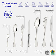 Faqueiro Tramontina Classic 76 Peças Aço Inox Com Facas Forjadas E Estojo De Madeira