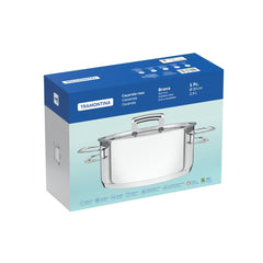 Caçarola Tramontina Brava Rasa Aço Inox Fundo Triplo 20 Cm 2,9 L Tampa Plana Indução Forno 260°C