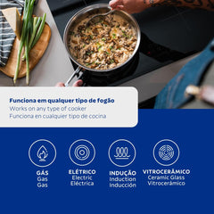 Frigideira Aço Inox 28 cm 4,8 L Fundo Triplo Com Tampa E Alça Solar Tramontina