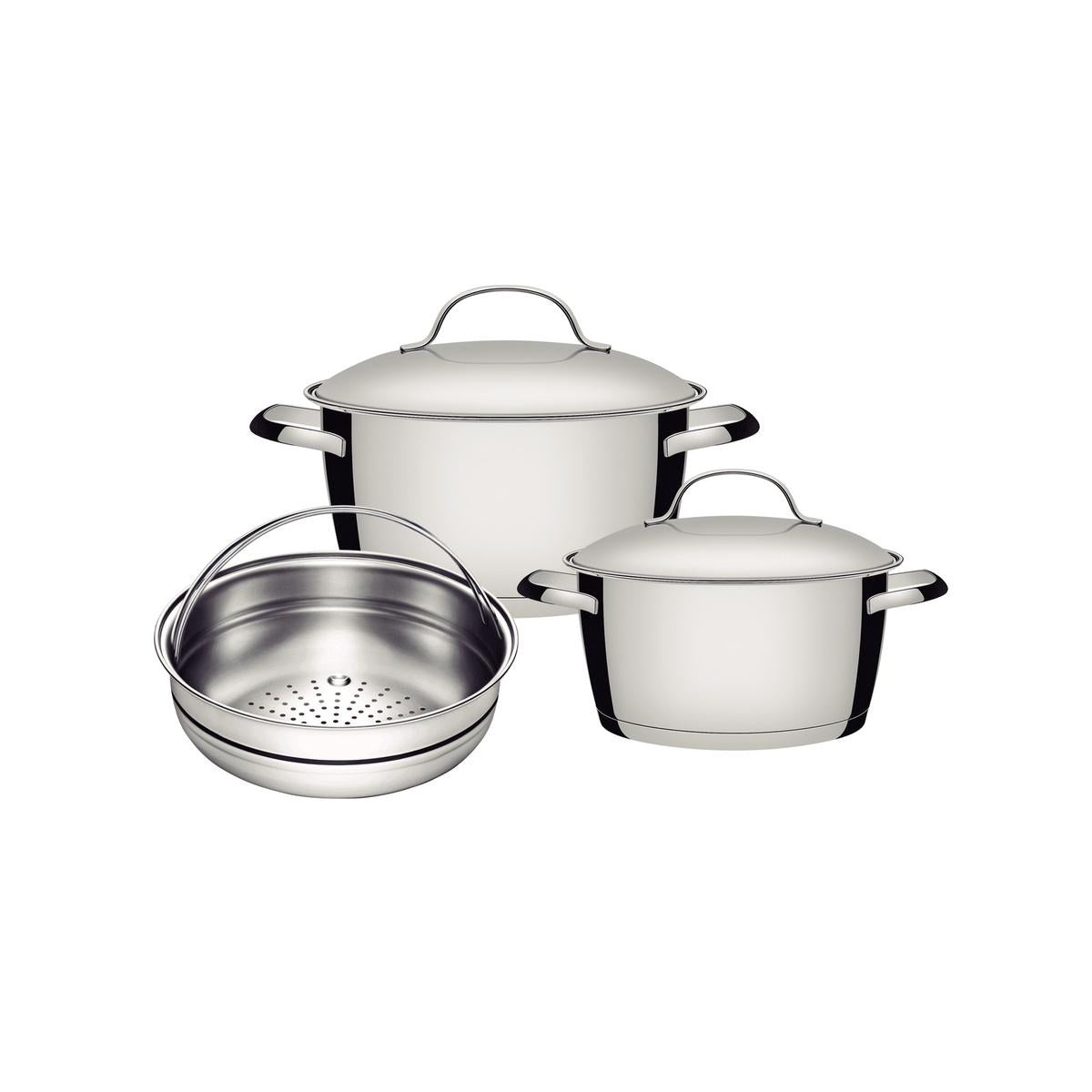 Jogo De Panelas Tramontina Allegra Aço Inox Fundo Triplo 3 Peças Indução 260C