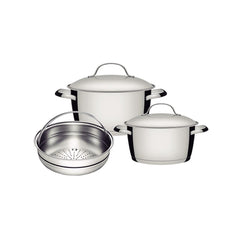 Jogo De Panelas Tramontina Allegra Aço Inox Fundo Triplo 3 Peças Indução 260C
