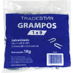Grampo Tipo U Galvanizado 1 x 9 com 1  KG Tradestar