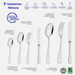 Faqueiro Tramontina Mônaco 42 Peças Aço Inox Com Facas Forjadas Acabamento Brilho