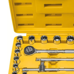 Jogo De Soquetes Estriados 1/2'' 17 Peças Aço Cromo Vanádio Cromado Tramontina Master Com Maleta