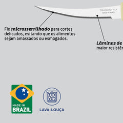 Faca Para Tomate Tramontina Felice 4 Polegadas Aço Inox E Cabo Polipropileno Azul Microsserrilhada