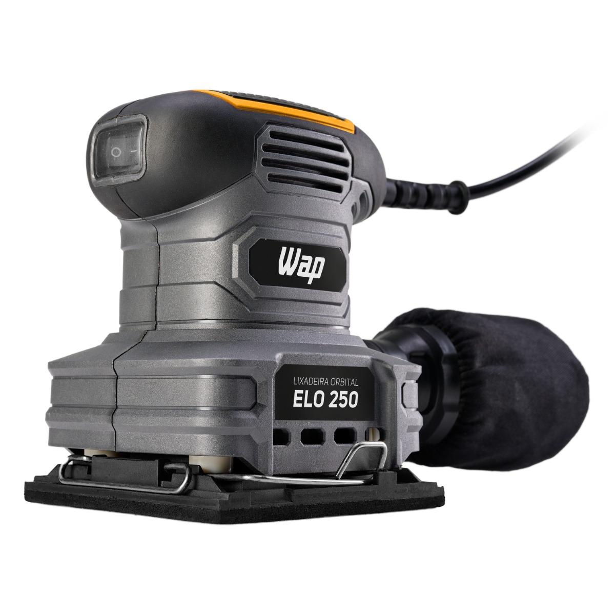 Lixadeira Orbital WAP ELO 25 14000 OPM 250W Sistema de Grampos, Saco Reutilizável 127V
