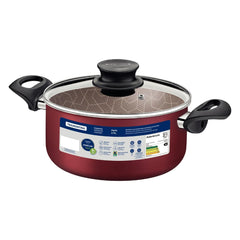 Caçarola Tramontina Paris Antiaderente 28 cm 8 L Vermelha Tampa De Vidro Alumínio
