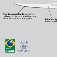 Faca Para Tomate Tramontina Felice 5 Polegadas Lâmina Inox Cabo Polipropileno Azul Alta Precisão