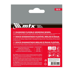 Disco de Lixa Diamantada Flexível 100mm 800 Graus 5Pç MTX Desbaste Refrigeração