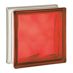 Tijolo de Vidro 19 x 19 x 8 CM Vermelho Translúcido 06 Unidades Tradestar