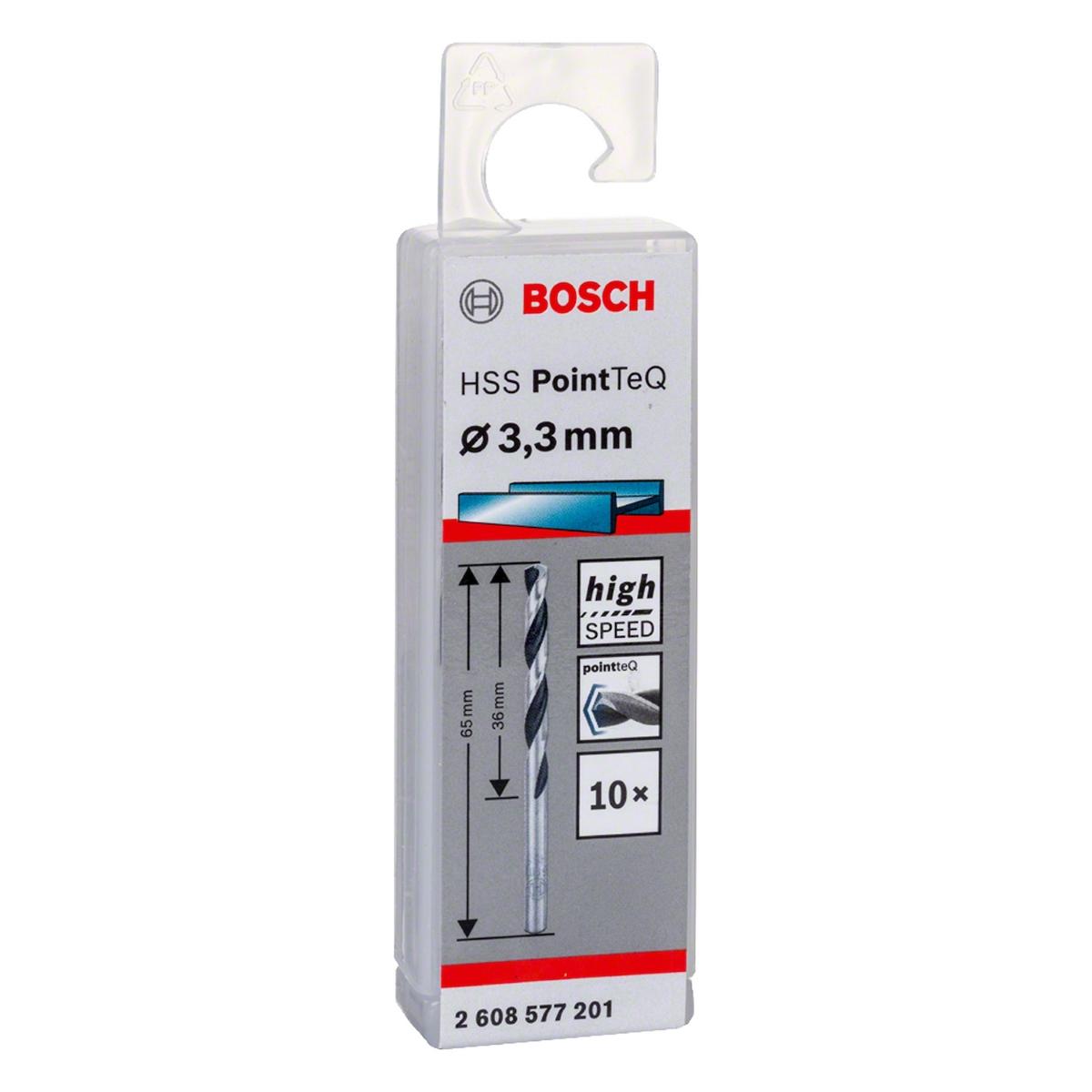 Broca Metal Bosch Aço Rápido Hss-Pointteq 3,3mm 10 Peças