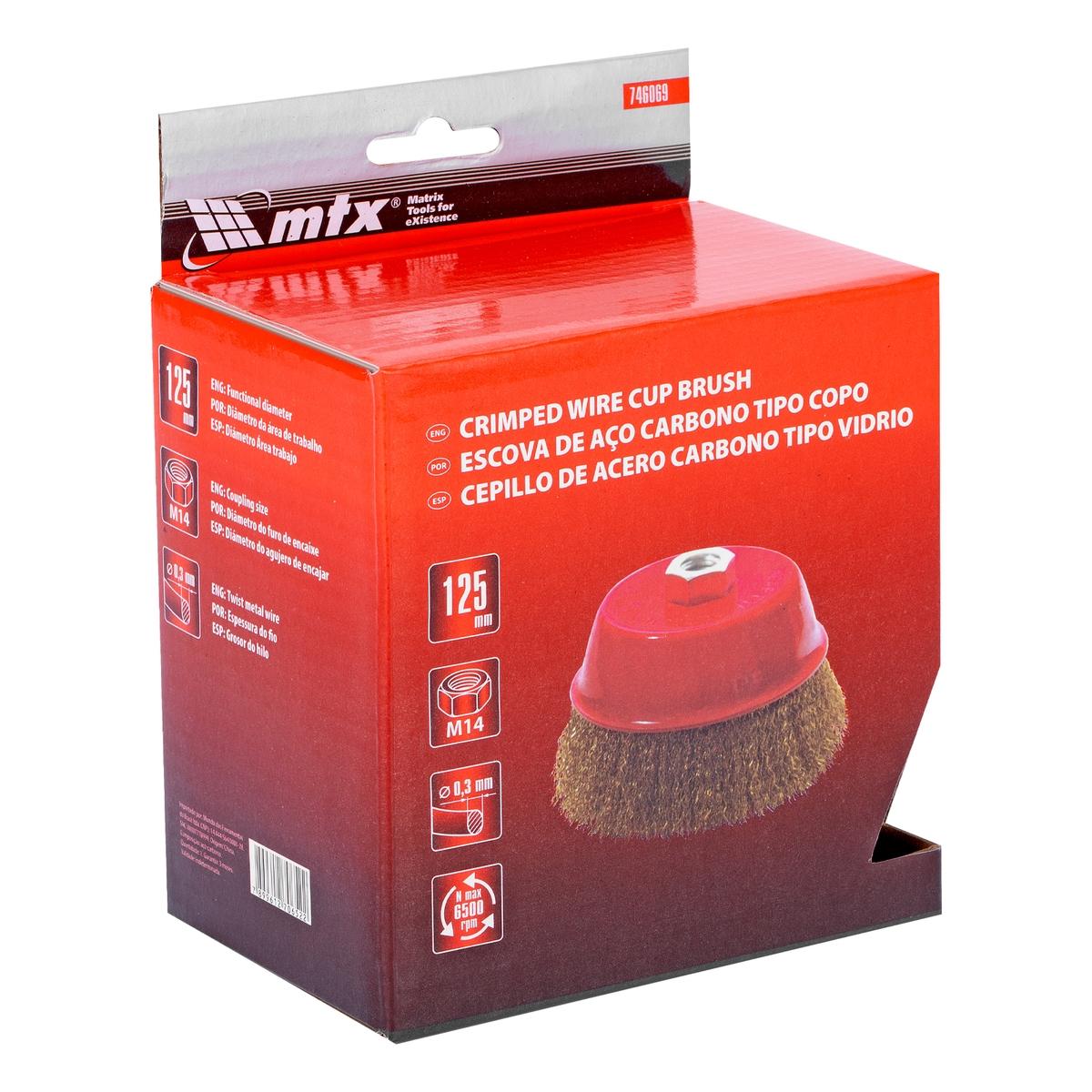 Escova Tipo Copo Latonada M14 125mm Limpeza Ferrugem Metal MTX 746069