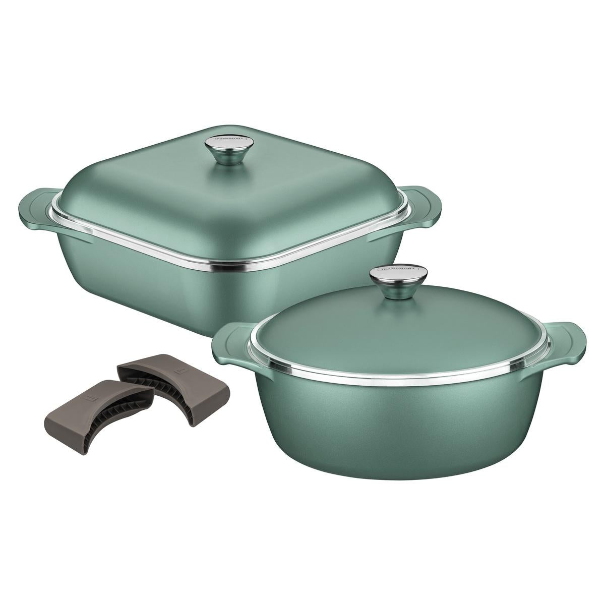 Kit De Panelas Tramontina Lyon 4 Peças Alumínio 8mm Starflon High Performance Verde Esmeralda Indução