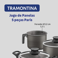 Jogo De Panelas 5 Peças Tramontina Paris Alumínio Antiaderente Starflon Max Chumbo