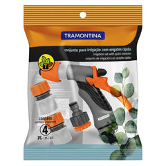 Conjunto Irrigação Tramontina 4 Peças Engate Rápido Hidropistola Alta Eficiência