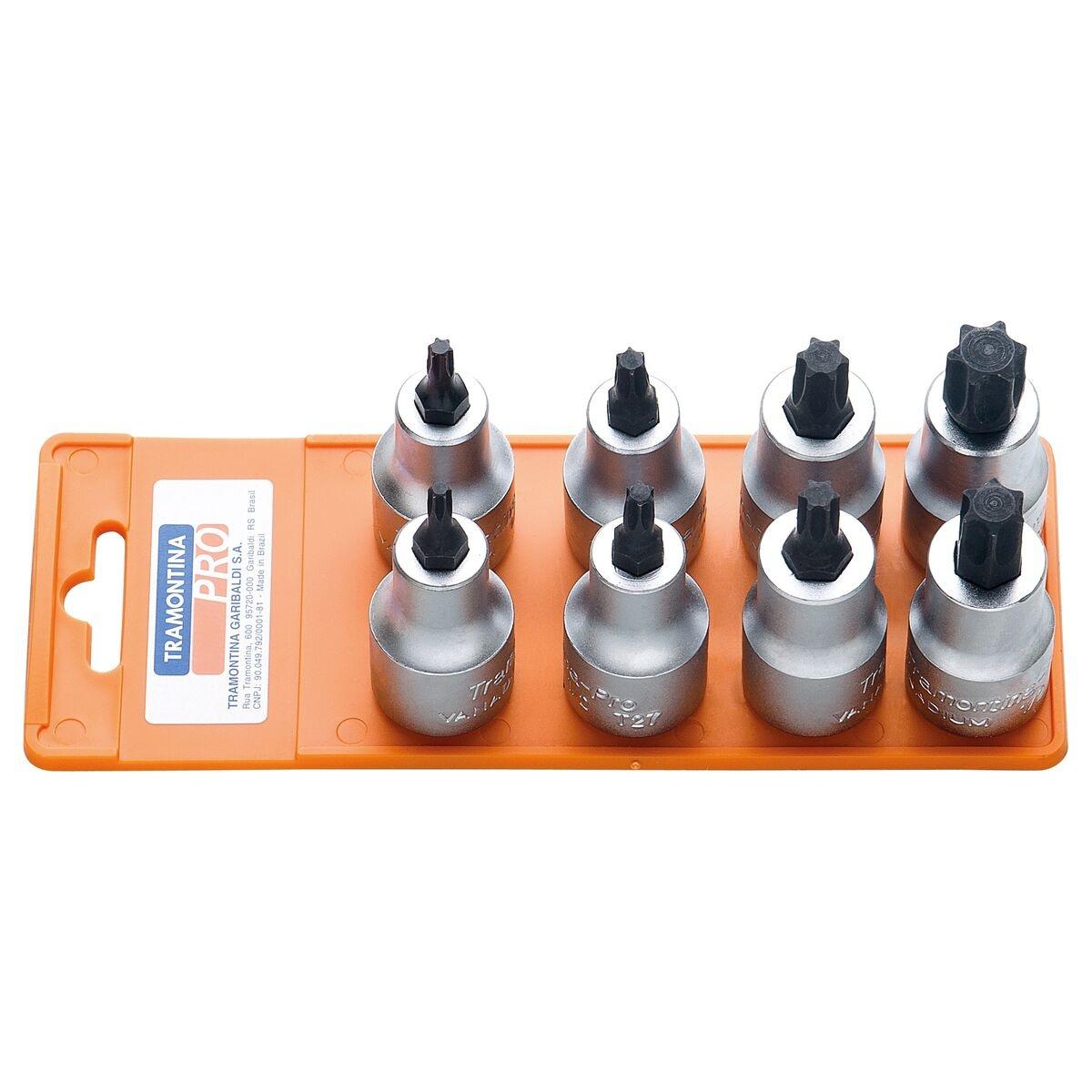 Jogo de Soquetes 1/2'' Ponta Trafix 8 Peças Tramontina PRO Para Parafusos Trafix Aço S2