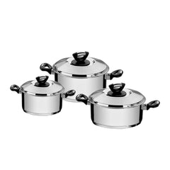 Jogo De Panelas 3 Peças Tramontina Solar Baquelite Aço Inox Fundo Triplo Indução