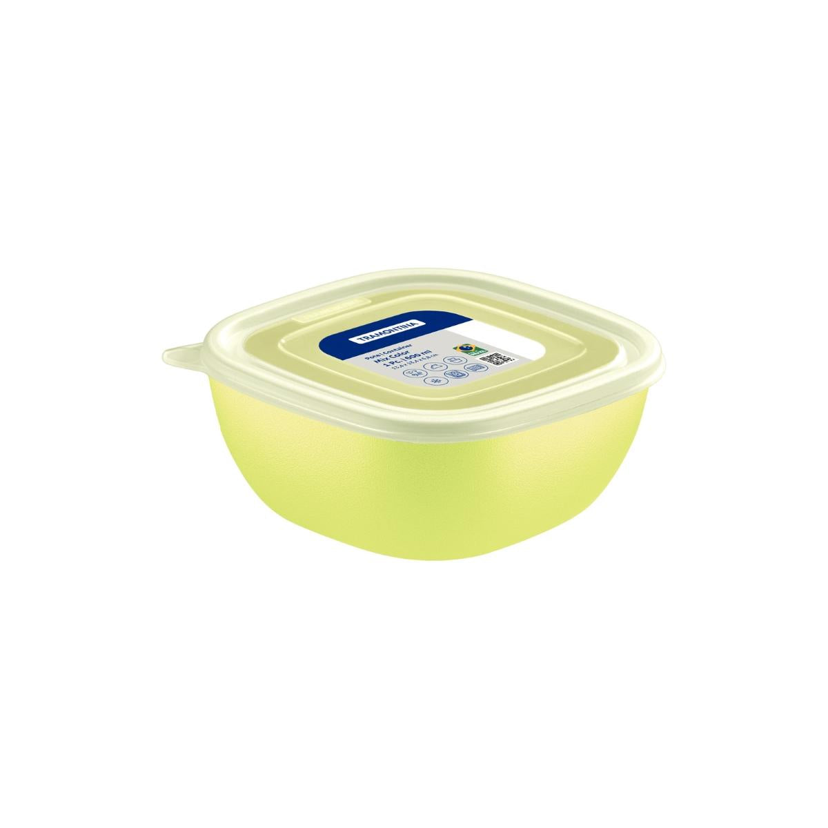 Pote Tramontina MixColor 600 ml Polipropileno Verde Lima Com Tampa Transparente BPA Free Micro-ondas