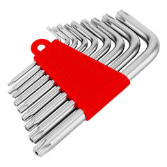Jogo de Chaves Torx Curtas Cromo Vanádio T10-T50 9pcs Acabamento Acetinado MTX 123059