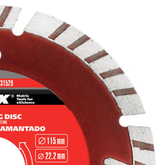 Disco de Corte Segmentado Diamantado 115 x 22,2mm Corte Seco Alta Performance MTX 731529