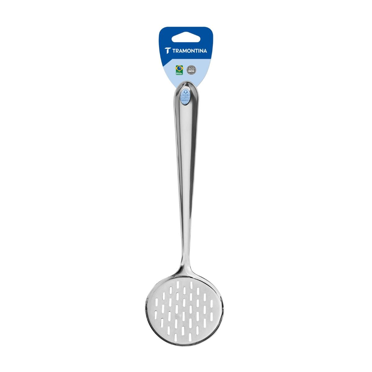 Espumadeira Tramontina Utility Em Aço Inox Com Acabamento Brilhante Resistente Lava Louças 1 Peça