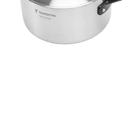 Panela Tramontina Grano Black Aço Inox Corpo Triplo 16 cm 1,7 L com Tampa e Cabo