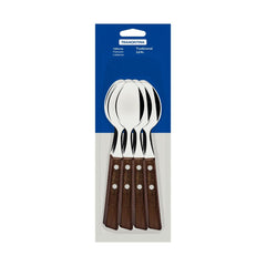 Conjunto 12 Colheres De Mesa Aço Inox E Madeira Tradicional Tramontina Jogo