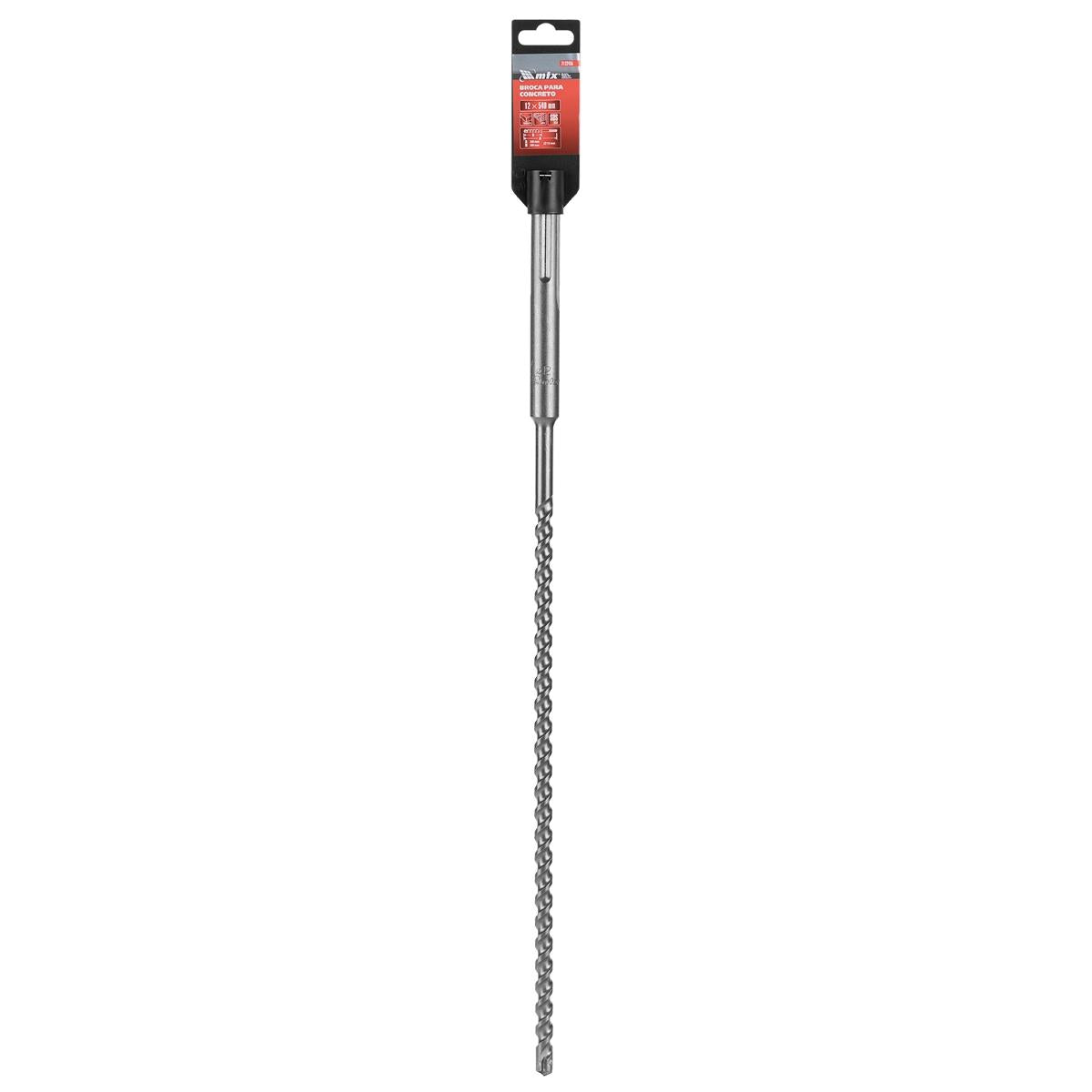 Broca Concreto SDS Max 12x540mm 1PC MTX Liga Carboneto Tungstênio VK8 Alta Durabilidade