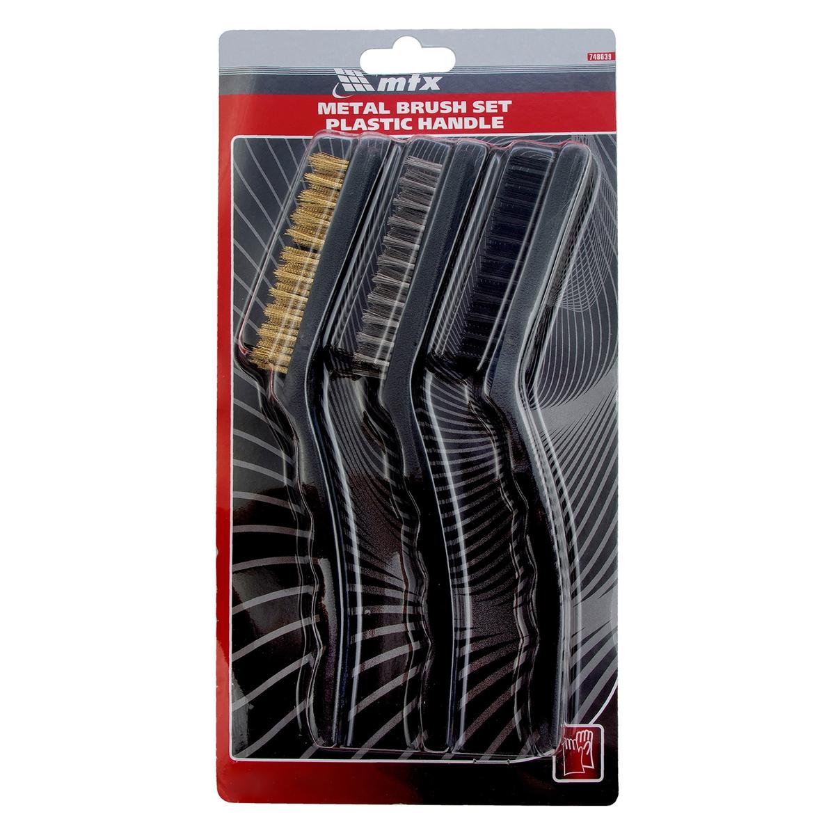 Jogo Escova De Aço 3 Peças Limpeza Pesada Aço E Nylon MTX 748639