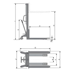 Empilhadeira Manual 1,0T 690X1150mm 1,6M EMP1016 Bovenau