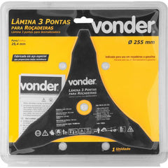Lâmina 3 Pontas para Roçadeira 255x25,4x3,0mm Vonder