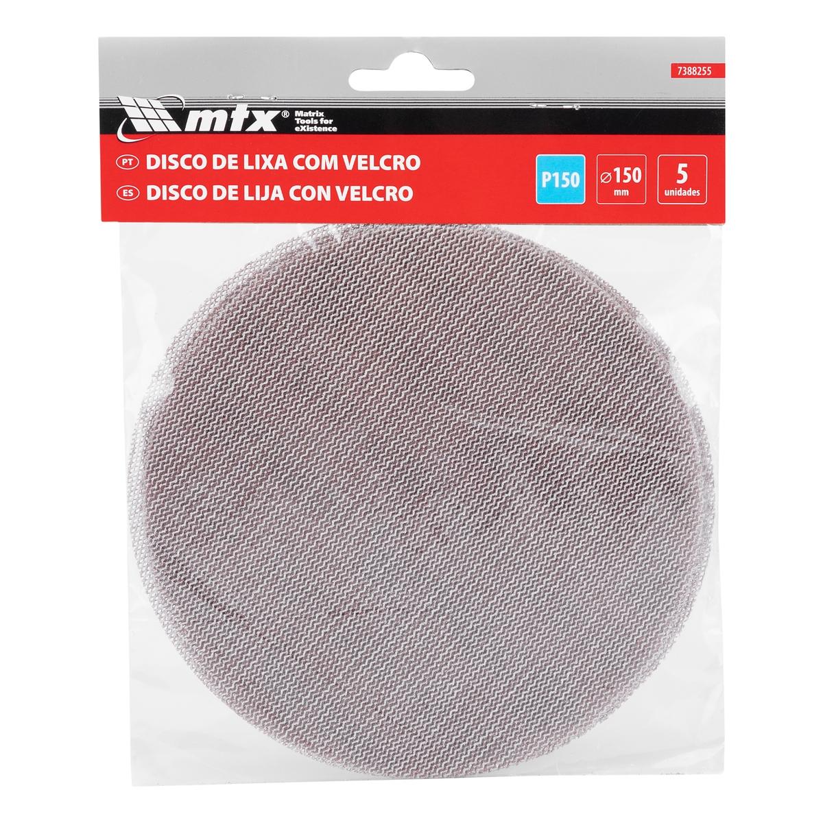 Disco de Lixa Telado com Velcro para Parede e Teto Grão 150 150mm 5 Unidades MTX 7388255