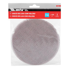 Disco de Lixa Telado com Velcro para Parede e Teto Grão 150 150mm 5 Unidades MTX 7388255